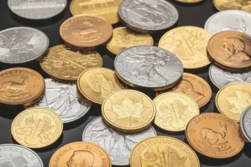 A close-up view of assorted gold and silver coins, highlighting their value in buying and selling.